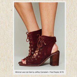 Free People x Jeffrey Campbell Minimal Lace Up Heel Berry Suede Women's Size 7